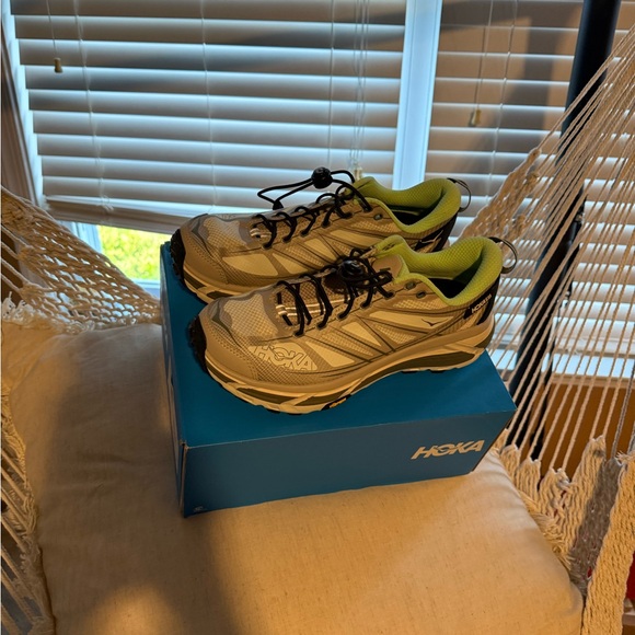 Hoka Gray and Lime Athletic Shoes Worn Once - Original Strings Included - Size 9 - Picture 2 of 5